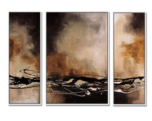 92201_FW1_- titled 'Tobacco and Chocolate - 3 Panel Triptych' by artist Laurie Maitland - Wall Art Print on Textured Fine Art Canvas or Paper - Digital Giclee reproduction of art painting. Red Sky Art is India's Online Art Gallery for Home Decor - 111_TRYP12306