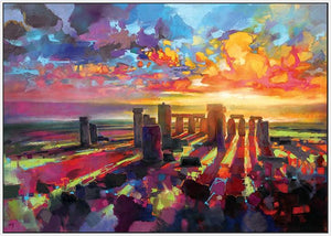 45129_FW1 - titled 'Stonehenge Equinox' by artist Scott Naismith - Wall Art Print on Textured Fine Art Canvas or Paper - Digital Giclee reproduction of art painting. Red Sky Art is India's Online Art Gallery for Home Decor - 55_WDC96373