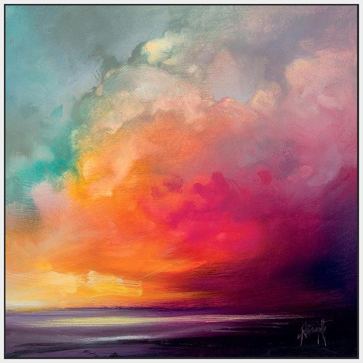 45138_FW1 - titled 'Sunset Cumulus Study 1' by artist Scott Naismith - Wall Art Print on Textured Fine Art Canvas or Paper - Digital Giclee reproduction of art painting. Red Sky Art is India's Online Art Gallery for Home Decor - 55_WDC98170