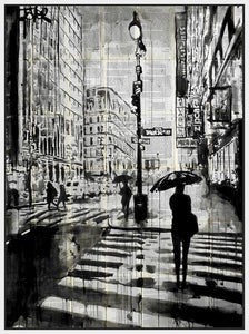 60211_FW1_- titled 'Manhattan Moment' by artist Loui Jover - Wall Art Print on Textured Fine Art Canvas or Paper - Digital Giclee reproduction of art painting. Red Sky Art is India's Online Art Gallery for Home Decor - J861