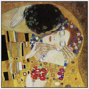 60162_FW1_- titled 'The Kiss (detail) ' by artist  Gustav Klimt - Wall Art Print on Textured Fine Art Canvas or Paper - Digital Giclee reproduction of art painting. Red Sky Art is India's Online Art Gallery for Home Decor - K350