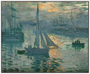 60045_FW1_- titled 'Sunrise (Marine), 1873' by artist  Claude Monet - Wall Art Print on Textured Fine Art Canvas or Paper - Digital Giclee reproduction of art painting. Red Sky Art is India's Online Art Gallery for Home Decor - M3242