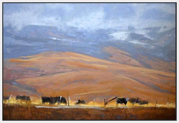60110_FW1_- titled 'North Powder Cows' by artist Todd Telander - Wall Art Print on Textured Fine Art Canvas or Paper - Digital Giclee reproduction of art painting. Red Sky Art is India's Online Art Gallery for Home Decor - T1642
