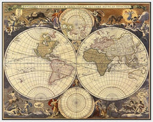 60182_FW1_- titled 'New World Map, 17th Century' by artist Visscher - Wall Art Print on Textured Fine Art Canvas or Paper - Digital Giclee reproduction of art painting. Red Sky Art is India's Online Art Gallery for Home Decor - V114
