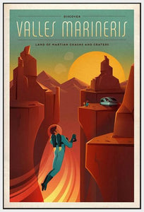 60099_FW1_- titled 'Space X Mars Tourism Poster for Valles Marineris' by artist Vintage Reproduction - Wall Art Print on Textured Fine Art Canvas or Paper - Digital Giclee reproduction of art painting. Red Sky Art is India's Online Art Gallery for Home Decor - V1844
