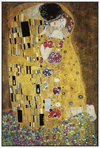 60213_FW2_- titled 'The Kiss' by artist Gustav Klimt - Wall Art Print on Textured Fine Art Canvas or Paper - Digital Giclee reproduction of art painting. Red Sky Art is India's Online Art Gallery for Home Decor - K349