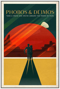 60098_FW2_- titled 'Space X Mars Tourism Poster for Phobos and Deimos' by artist Vintage Reproduction - Wall Art Print on Textured Fine Art Canvas or Paper - Digital Giclee reproduction of art painting. Red Sky Art is India's Online Art Gallery for Home Decor - V1843