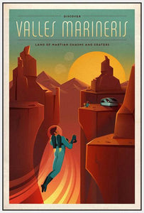 60099_FW2_- titled 'Space X Mars Tourism Poster for Valles Marineris' by artist Vintage Reproduction - Wall Art Print on Textured Fine Art Canvas or Paper - Digital Giclee reproduction of art painting. Red Sky Art is India's Online Art Gallery for Home Decor - V1844