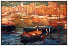 222066_FW3 'Anchored Boats - Portofino' by artist Philip Craig - Wall Art Print on Textured Fine Art Canvas or Paper - Digital Giclee reproduction of art painting. Red Sky Art is India's Online Art Gallery for Home Decor - 111_12441
