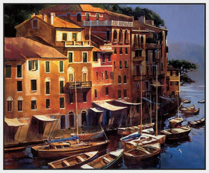 222007_FW3 'Mediterranean Port' by artist Michael OToole - Wall Art Print on Textured Fine Art Canvas or Paper - Digital Giclee reproduction of art painting. Red Sky Art is India's Online Art Gallery for Home Decor - 111_2790