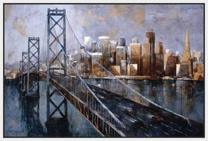 222244_FW3 'The Bay Bridge' by artist Marti Bofarull - Wall Art Print on Textured Fine Art Canvas or Paper - Digital Giclee reproduction of art painting. Red Sky Art is India's Online Art Gallery for Home Decor - 111_BMP337