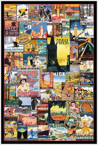40002_FW3_- titled 'Vintage Poster Collage' by artist Anonymous - Wall Art Print on Textured Fine Art Canvas or Paper - Digital Giclee reproduction of art painting. Red Sky Art is India's Online Art Gallery for Home Decor - 43_1750-0755