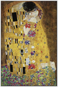 60213_FW3_- titled 'The Kiss' by artist Gustav Klimt - Wall Art Print on Textured Fine Art Canvas or Paper - Digital Giclee reproduction of art painting. Red Sky Art is India's Online Art Gallery for Home Decor - K349