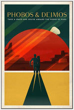 60098_FW3_- titled 'Space X Mars Tourism Poster for Phobos and Deimos' by artist Vintage Reproduction - Wall Art Print on Textured Fine Art Canvas or Paper - Digital Giclee reproduction of art painting. Red Sky Art is India's Online Art Gallery for Home Decor - V1843