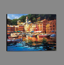 222025_GS1 'Portofino Colors' by artist Michael OToole - Wall Art Print on Textured Fine Art Canvas or Paper - Digital Giclee reproduction of art painting. Red Sky Art is India's Online Art Gallery for Home Decor - 111_8096