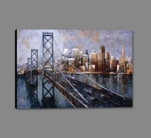 222244_GS1 'The Bay Bridge' by artist Marti Bofarull - Wall Art Print on Textured Fine Art Canvas or Paper - Digital Giclee reproduction of art painting. Red Sky Art is India's Online Art Gallery for Home Decor - 111_BMP337