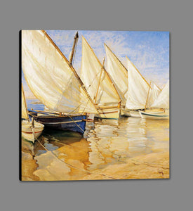 222283_GS1 'White Sails I' by artist Jaume Laporta - Wall Art Print on Textured Fine Art Canvas or Paper - Digital Giclee reproduction of art painting. Red Sky Art is India's Online Art Gallery for Home Decor - 111_LJP100