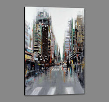 222382_GS1 'Bustling City' by artist Aziz Kadmiri - Wall Art Print on Textured Fine Art Canvas or Paper - Digital Giclee reproduction of art painting. Red Sky Art is India's Online Art Gallery for Home Decor - 111_POD61015