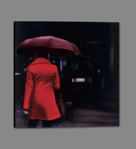 222407_GS1 'Lady in Red' by artist Xavier Visa - Wall Art Print on Textured Fine Art Canvas or Paper - Digital Giclee reproduction of art painting. Red Sky Art is India's Online Art Gallery for Home Decor - 111_VXP100