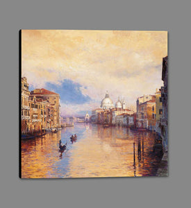 222409_GS1 'The Grand Canal' by artist Curt Walters - Wall Art Print on Textured Fine Art Canvas or Paper - Digital Giclee reproduction of art painting. Red Sky Art is India's Online Art Gallery for Home Decor - 111_WCP209