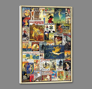 40003_GS1_- titled 'Vintage Poster Collage' by artist Anonymous - Wall Art Print on Textured Fine Art Canvas or Paper - Digital Giclee reproduction of art painting. Red Sky Art is India's Online Art Gallery for Home Decor - 43_1750-0756