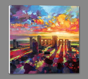 45175_GS1_ - titled 'Stonehenge Equinox' by artist Scott Naismith - Wall Art Print on Textured Fine Art Canvas or Paper - Digital Giclee reproduction of art painting. Red Sky Art is India's Online Art Gallery for Home Decor - 55_WDC98337