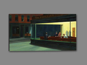 60255_GS1_- titled 'Nighthawks' by artist Edward Hopper - Wall Art Print on Textured Fine Art Canvas or Paper - Digital Giclee reproduction of art painting. Red Sky Art is India's Online Art Gallery for Home Decor - H1434
