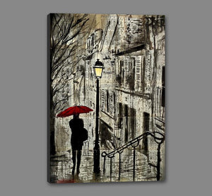 60086_GS1_- titled 'The Walk Home' by artist Loui Jover - Wall Art Print on Textured Fine Art Canvas or Paper - Digital Giclee reproduction of art painting. Red Sky Art is India's Online Art Gallery for Home Decor - J862