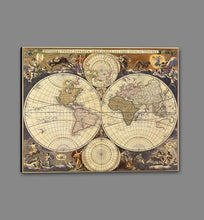 60182_GS1_- titled 'New World Map, 17th Century' by artist Visscher - Wall Art Print on Textured Fine Art Canvas or Paper - Digital Giclee reproduction of art painting. Red Sky Art is India's Online Art Gallery for Home Decor - V114