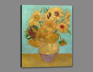 60186_GS1_- titled 'Vase with Twelve Sunflowers, 1889' by artist Vincent van Gogh - Wall Art Print on Textured Fine Art Canvas or Paper - Digital Giclee reproduction of art painting. Red Sky Art is India's Online Art Gallery for Home Decor - V1736