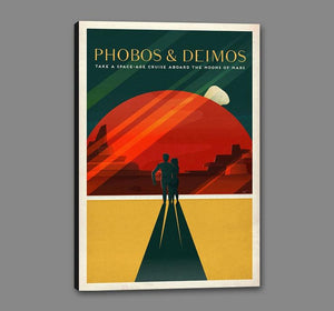 60098_GS1_- titled 'Space X Mars Tourism Poster for Phobos and Deimos' by artist Vintage Reproduction - Wall Art Print on Textured Fine Art Canvas or Paper - Digital Giclee reproduction of art painting. Red Sky Art is India's Online Art Gallery for Home Decor - V1843