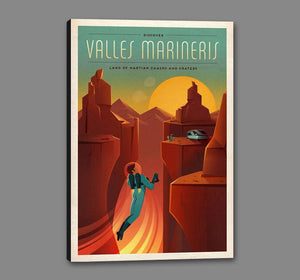 60099_GS1_- titled 'Space X Mars Tourism Poster for Valles Marineris' by artist Vintage Reproduction - Wall Art Print on Textured Fine Art Canvas or Paper - Digital Giclee reproduction of art painting. Red Sky Art is India's Online Art Gallery for Home Decor - V1844