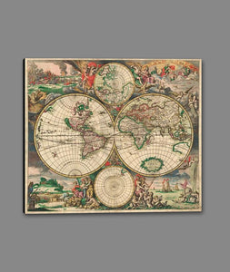 60242_GS1_- titled 'World Map 1689' by artist Vintage Reproduction - Wall Art Print on Textured Fine Art Canvas or Paper - Digital Giclee reproduction of art painting. Red Sky Art is India's Online Art Gallery for Home Decor - V413