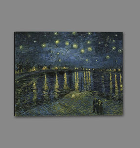 60243_GS1_- titled 'Starry Night Over the Rhone' by artist Vincent van Gogh - Wall Art Print on Textured Fine Art Canvas or Paper - Digital Giclee reproduction of art painting. Red Sky Art is India's Online Art Gallery for Home Decor - V435